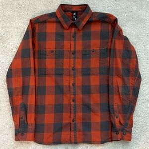 Mountain Hardwear Button Down Shirt - Medium - Burnt Orange/Charcoal